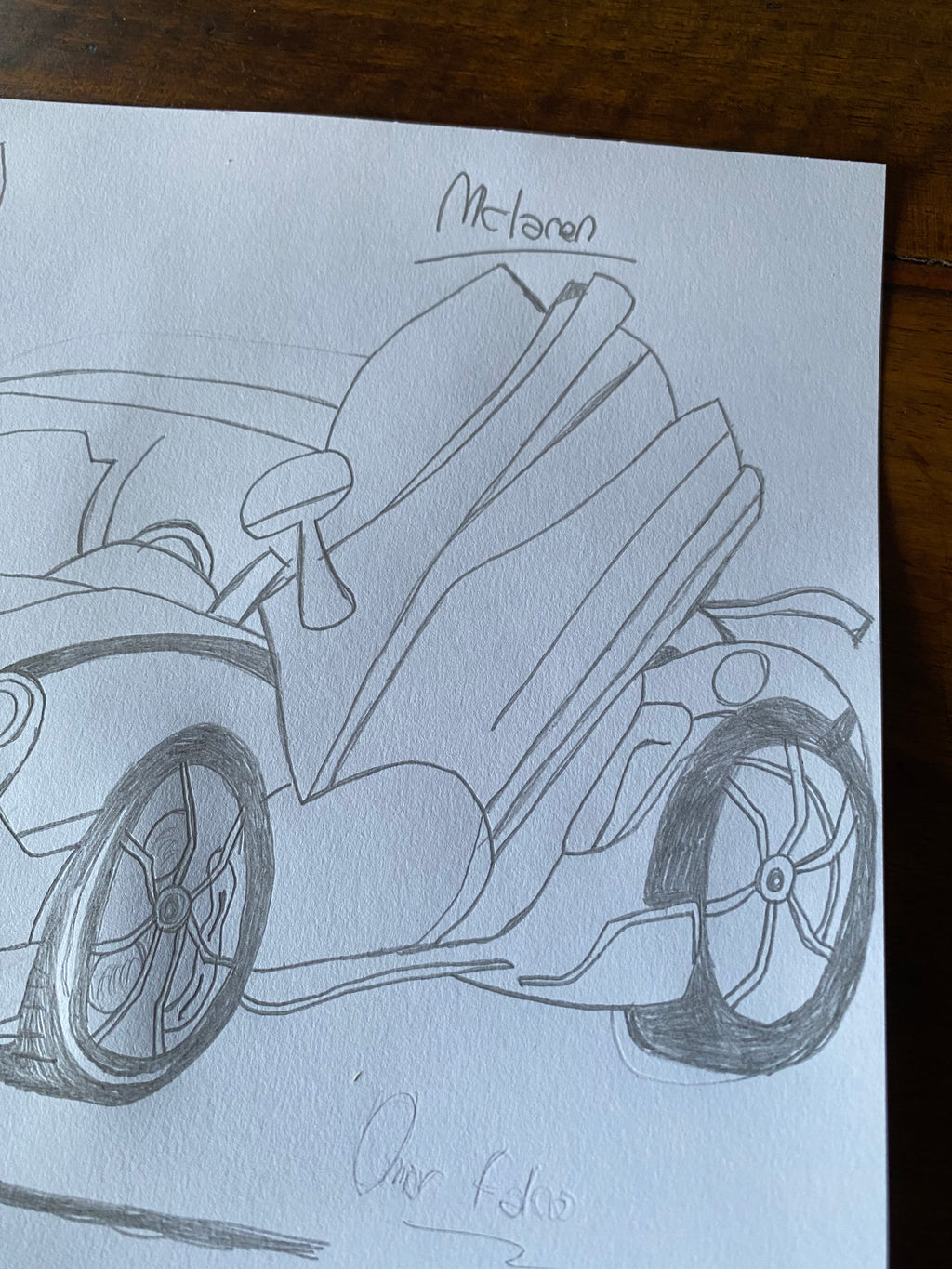 Schizzo McLaren original artwork A4 by Omar Falco