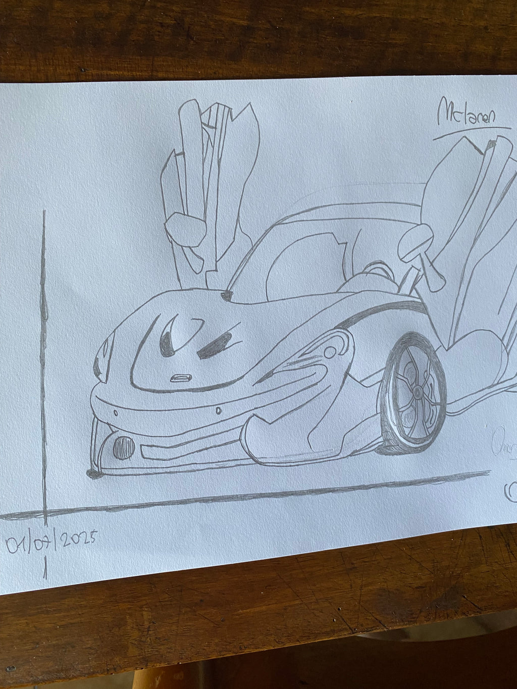 Schizzo McLaren original artwork A4 by Omar Falco