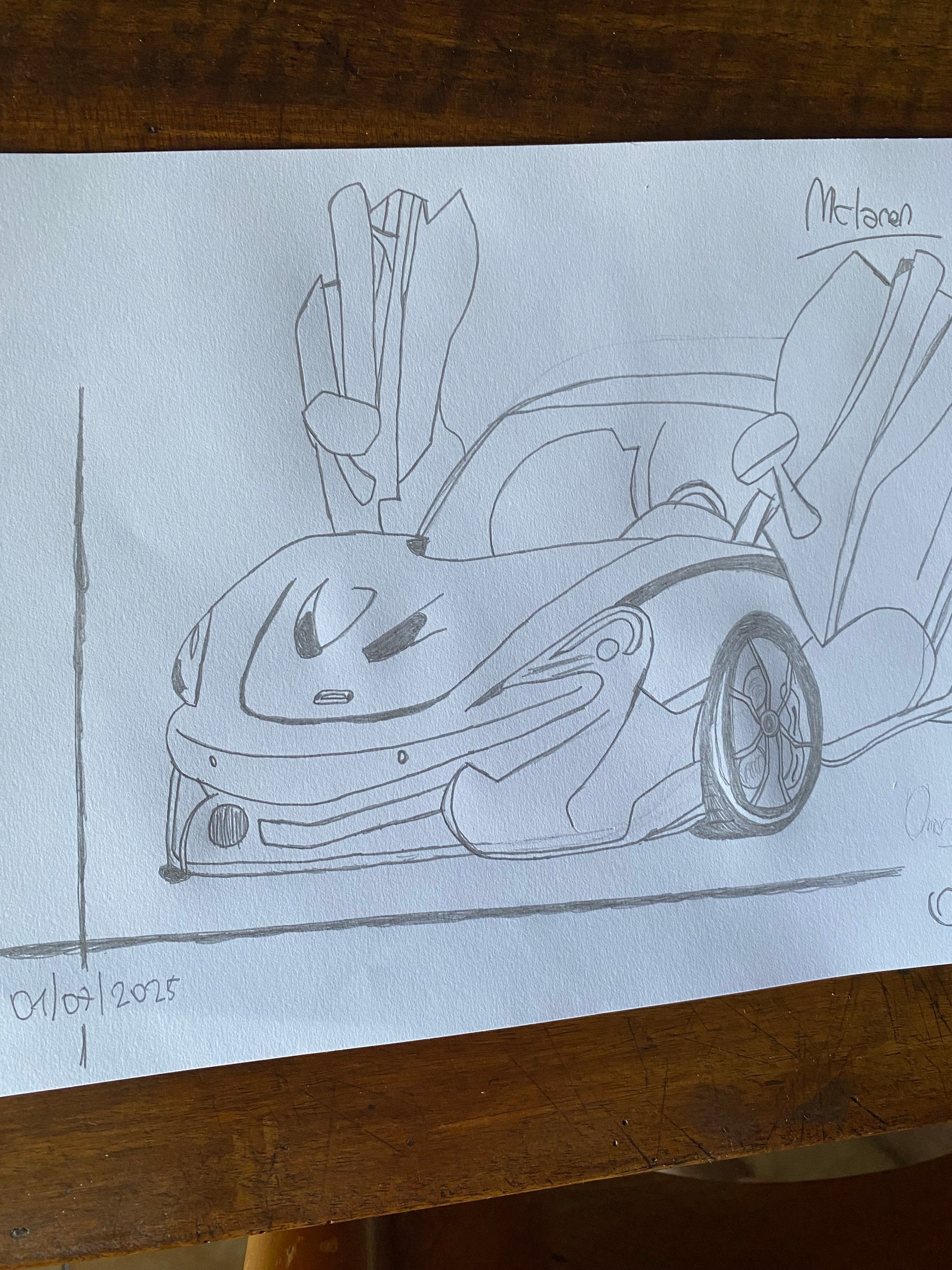 Schizzo McLaren original artwork A4 by Omar Falco