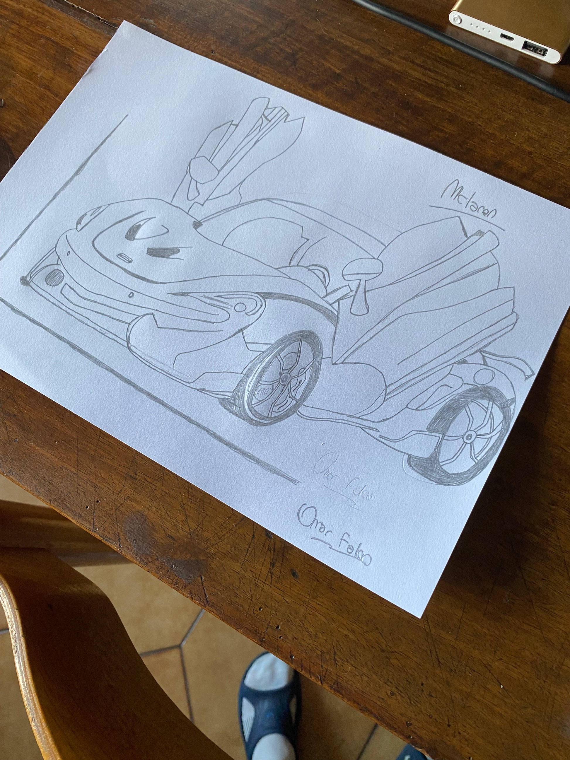 Schizzo McLaren original artwork A4 by Omar Falco
