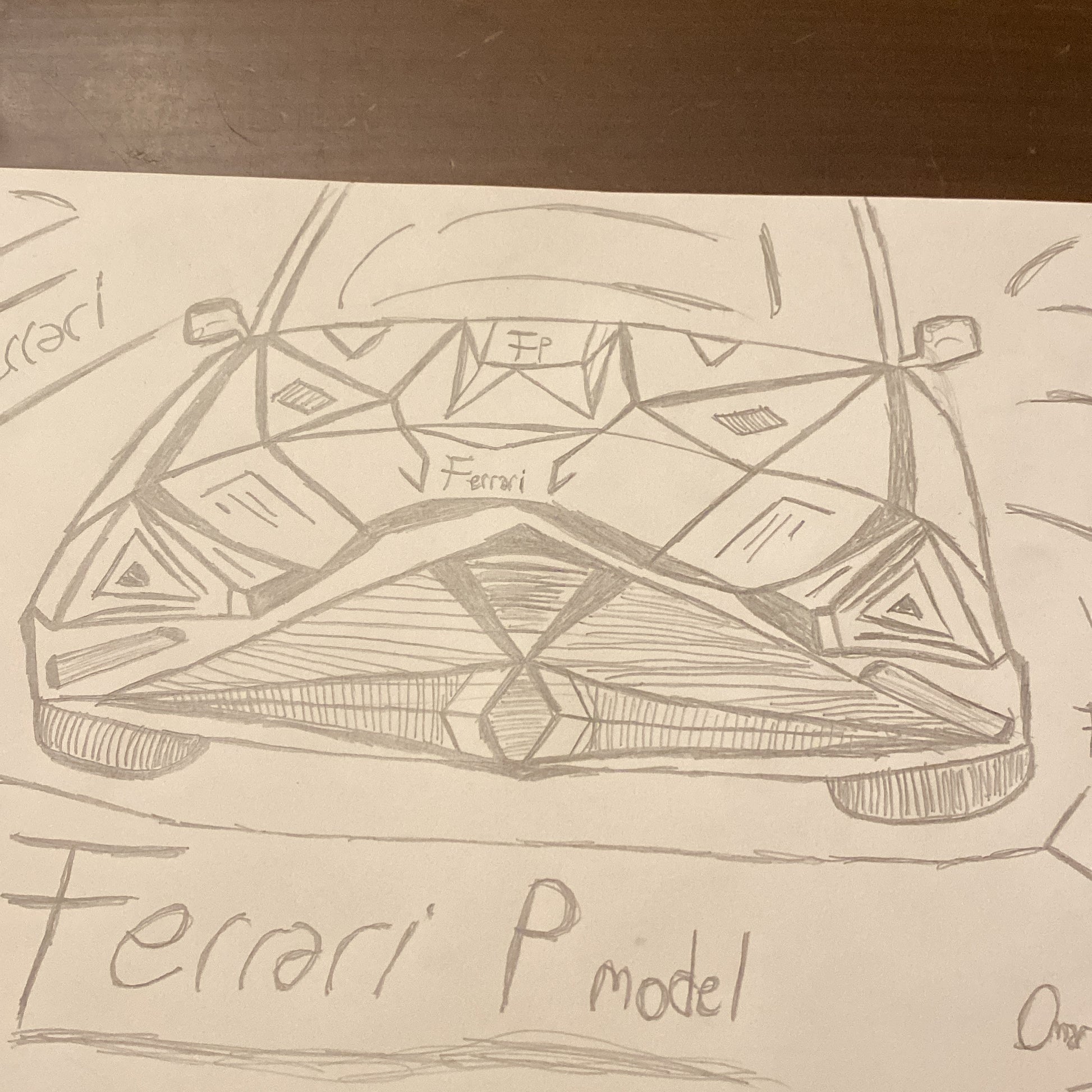 Schizzo Ferrari P model original artwork A4 by Omar Falco