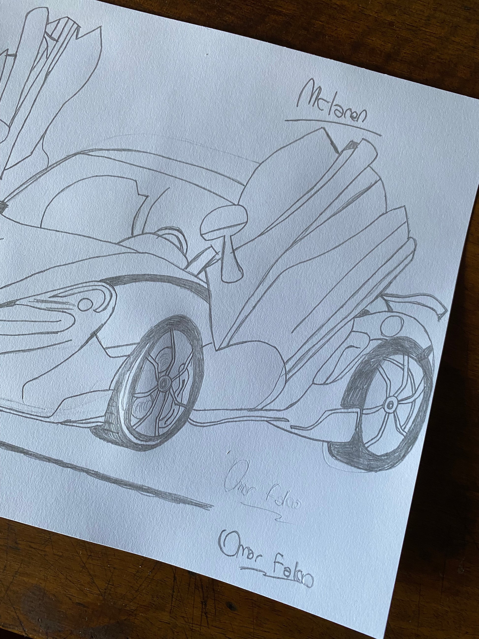 Schizzo McLaren original artwork A4 by Omar Falco